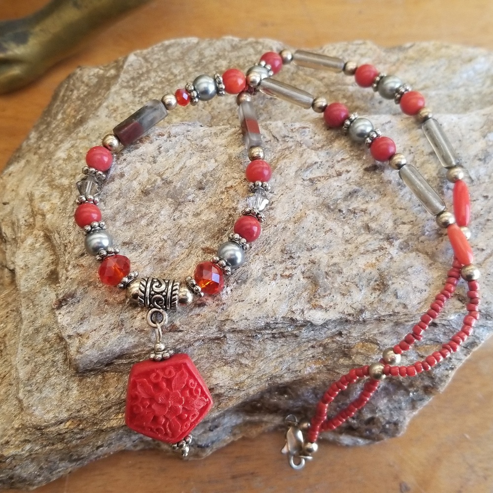 Handmade Natural gemstone and crystal necklace